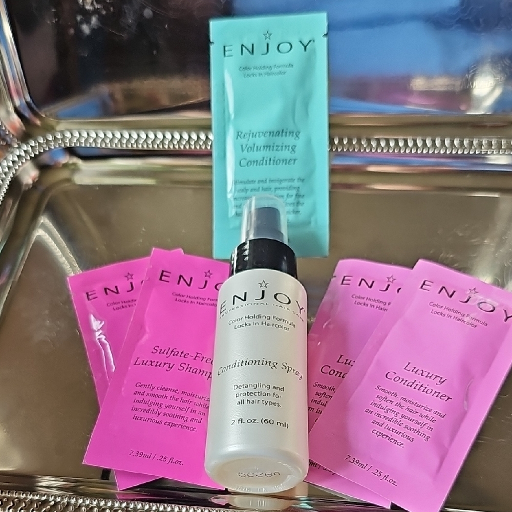 New Enjoy Hair Care Luxury Shampop & Conditioner Samples + Conditioning Spray